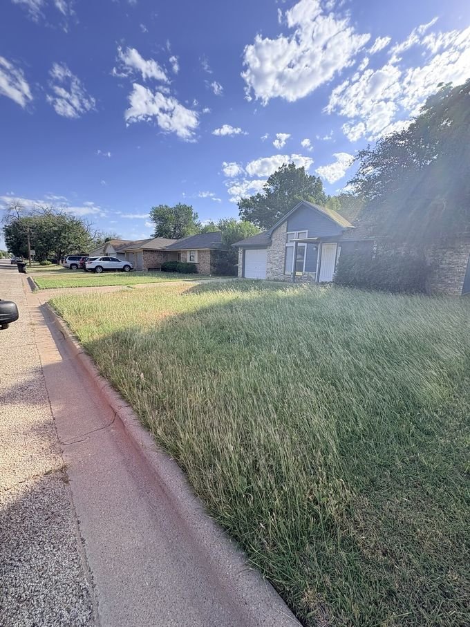 Front Yard before overgrown cleanup, Abilene, TX